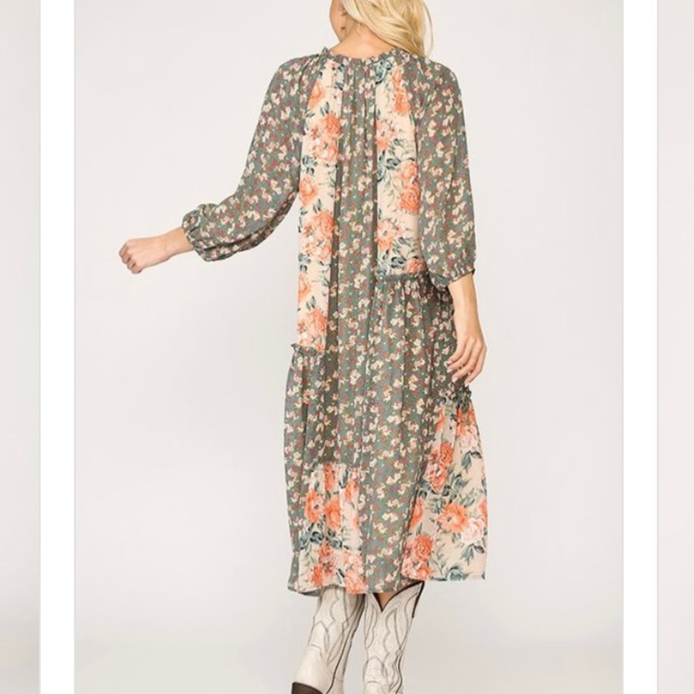 Minty Patchwork MIDI Dress